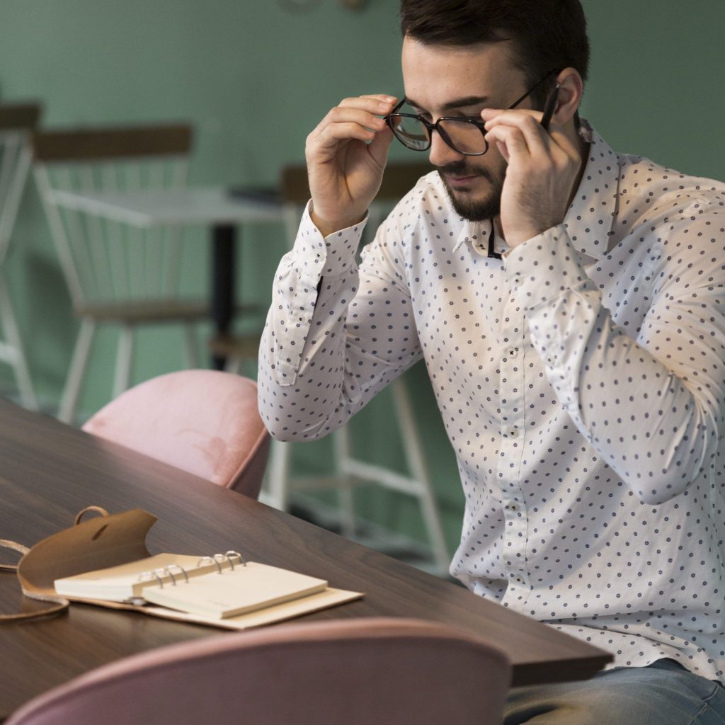 high-angle-business-man-working